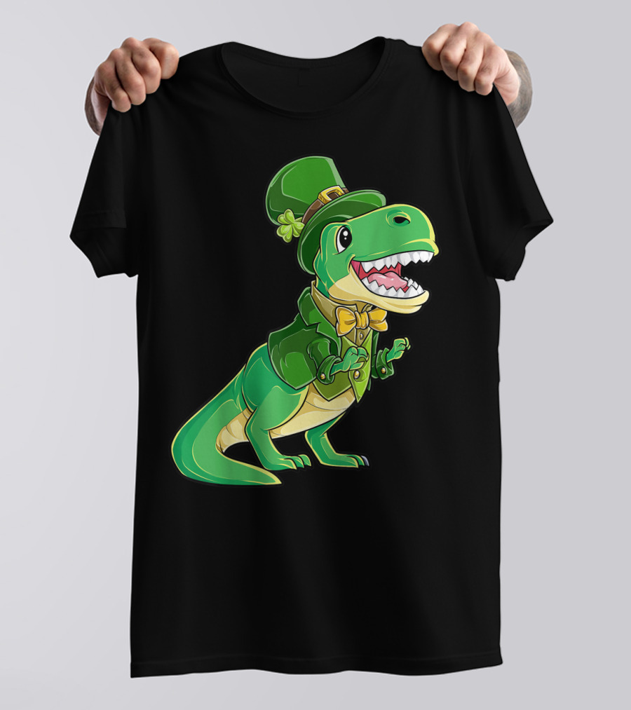 St Patricks Day Dinosaur Leprechaun Irish Boys T-Shirt