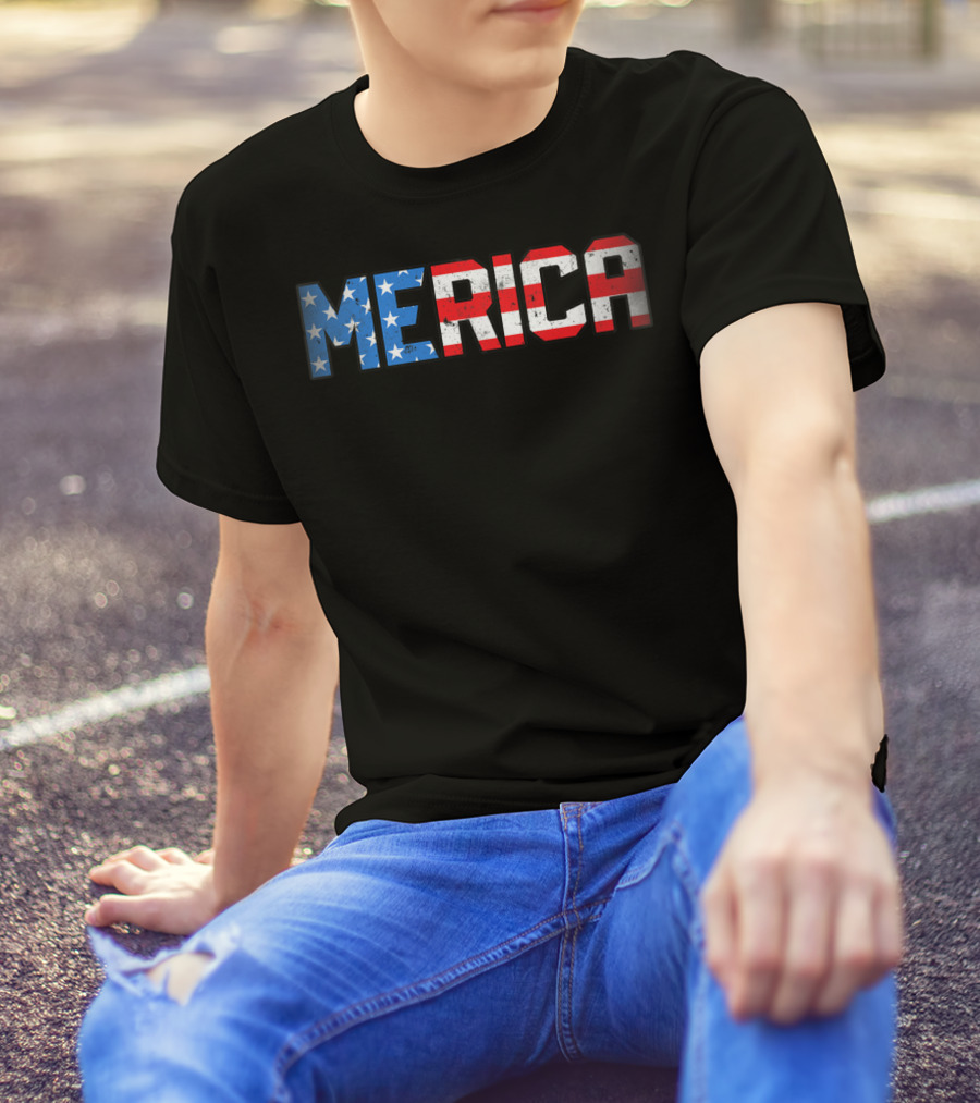 Merica USA American Flag 4th Of July T-Shirt