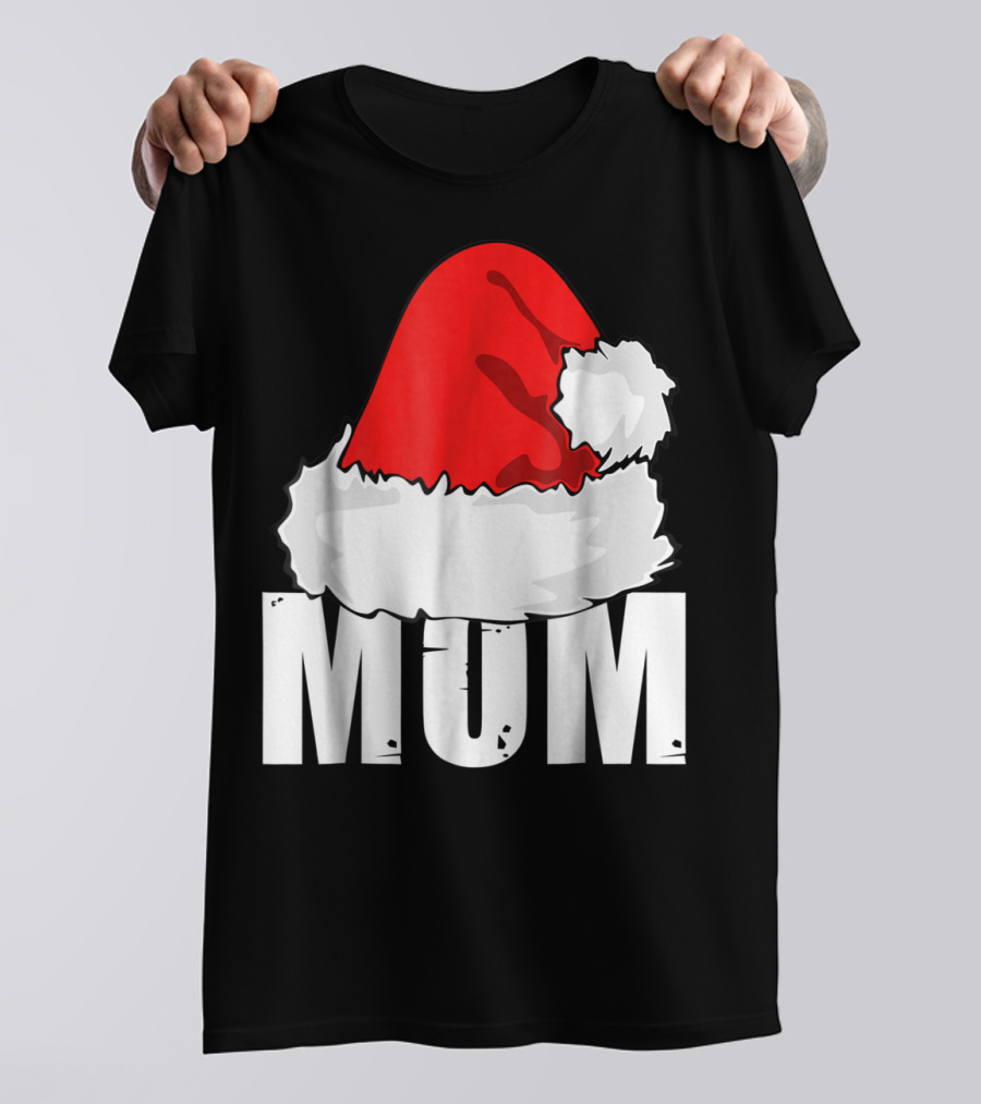 Mum Christmas Santa Hat Family Matching T-Shirt