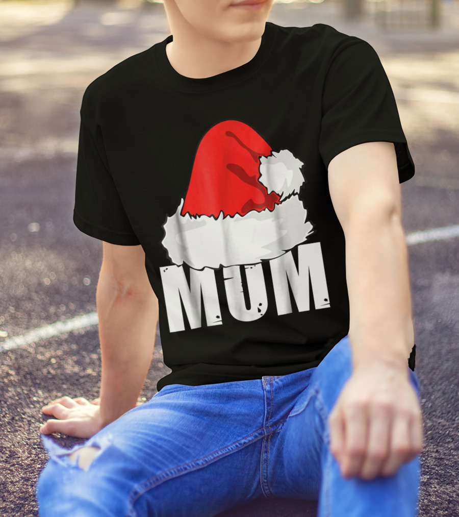 Mum Christmas Santa Hat Family Matching T-Shirt