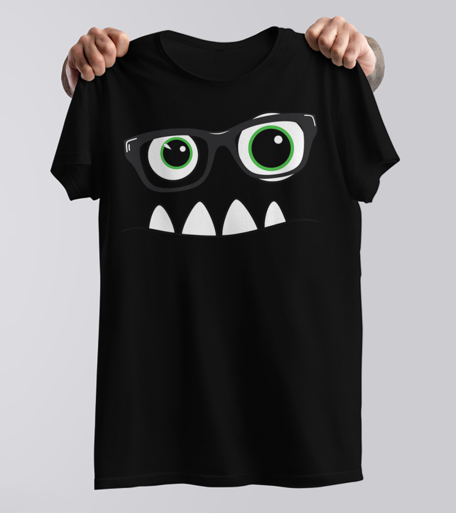 Monster Face Nerd Glasses Eyes Teeth T-Shirt