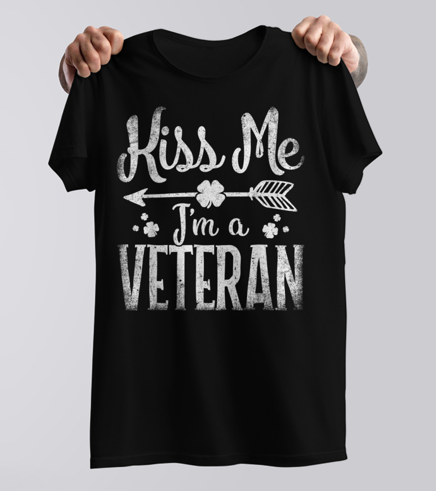 Kiss Me I'm A Veteran Arrow Shamrocks T-Shirt