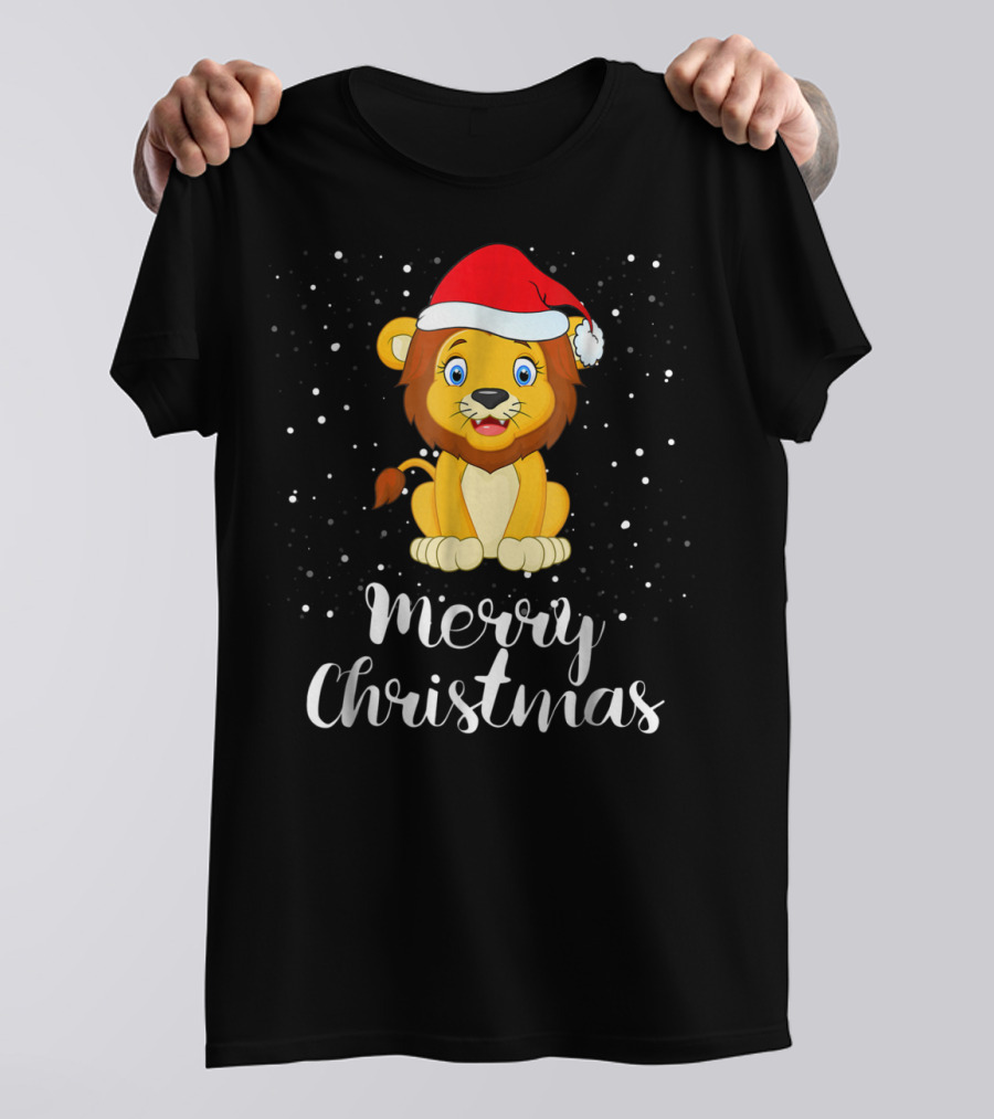 Merry Christmas Lion Funny Matching Family Group T-Shirt