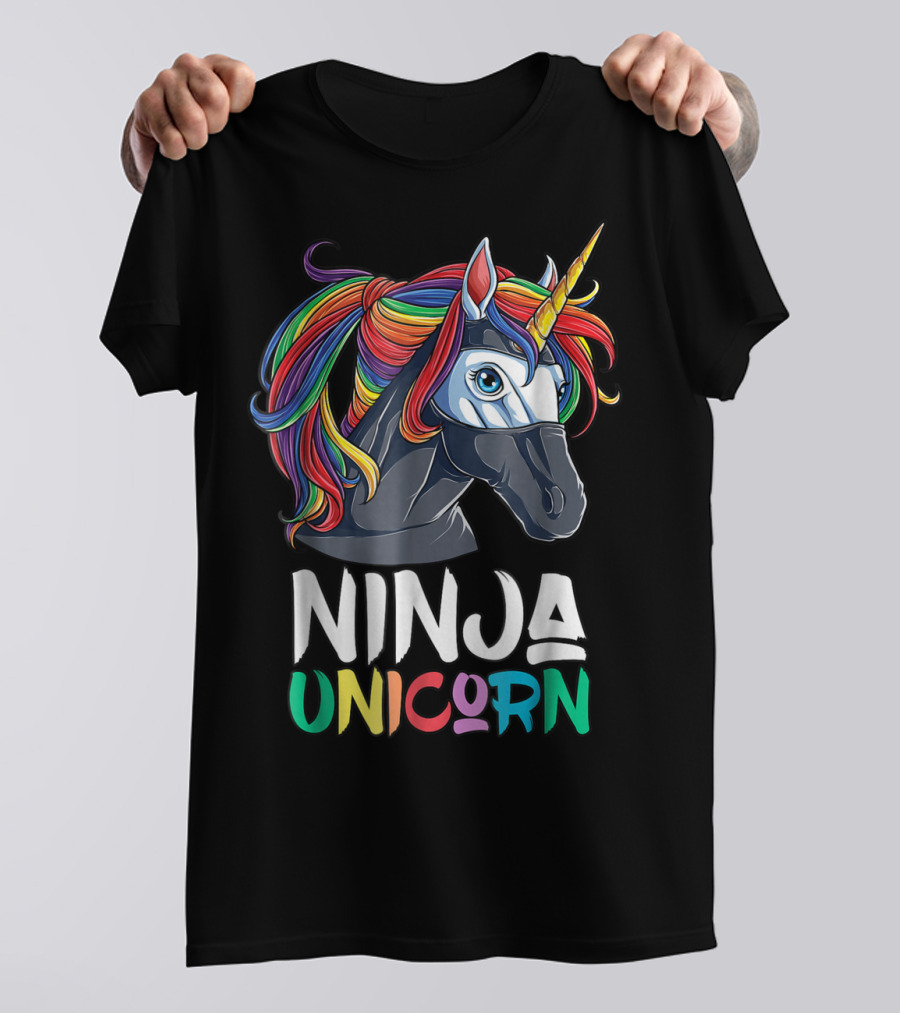 Ninja Unicorn Rainbow Girls Martial Arts T-Shirt