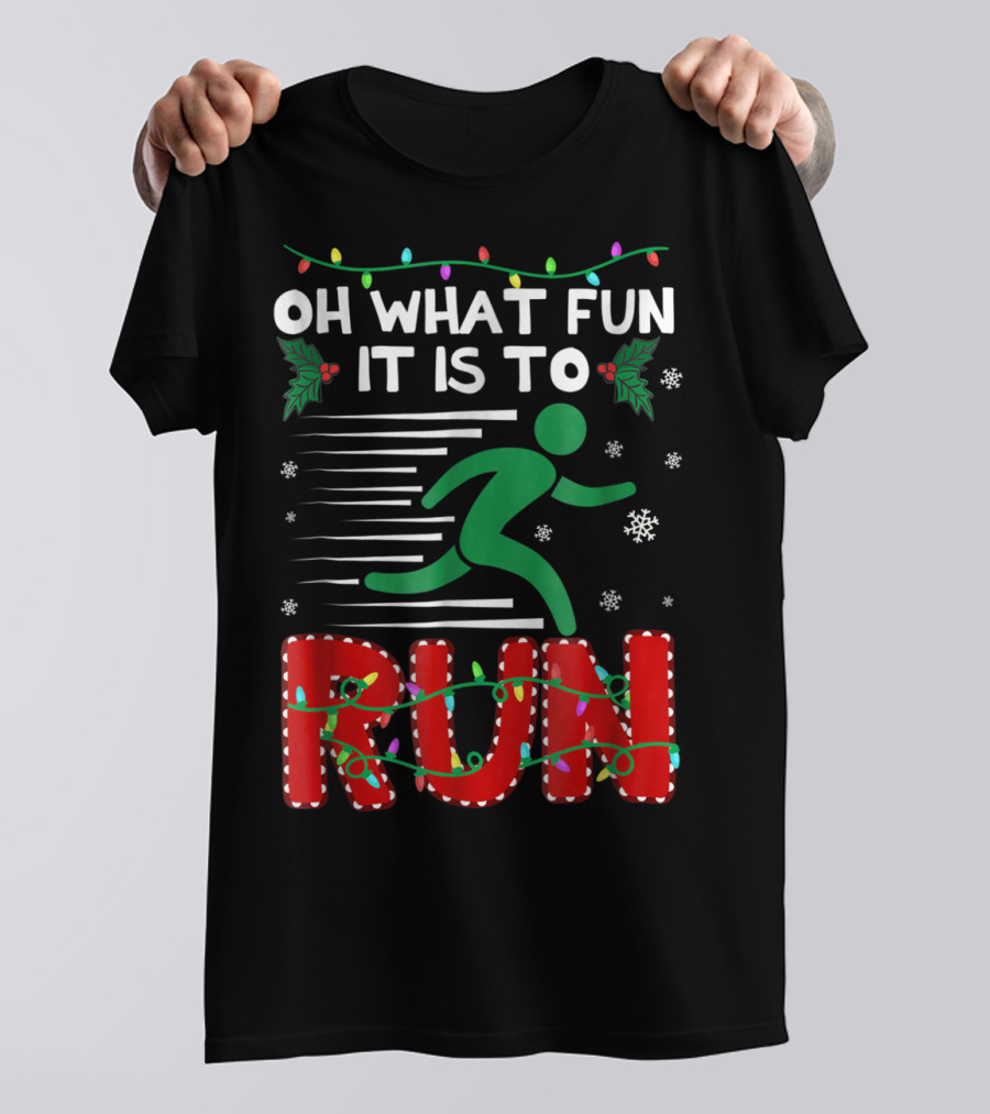Oh What Fun It Is To Run Christmas Lights Snowflakes T-Shirt