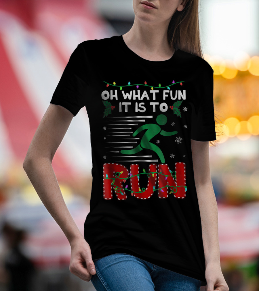 Oh What Fun It Is To Run Christmas Lights Snowflakes T-Shirt