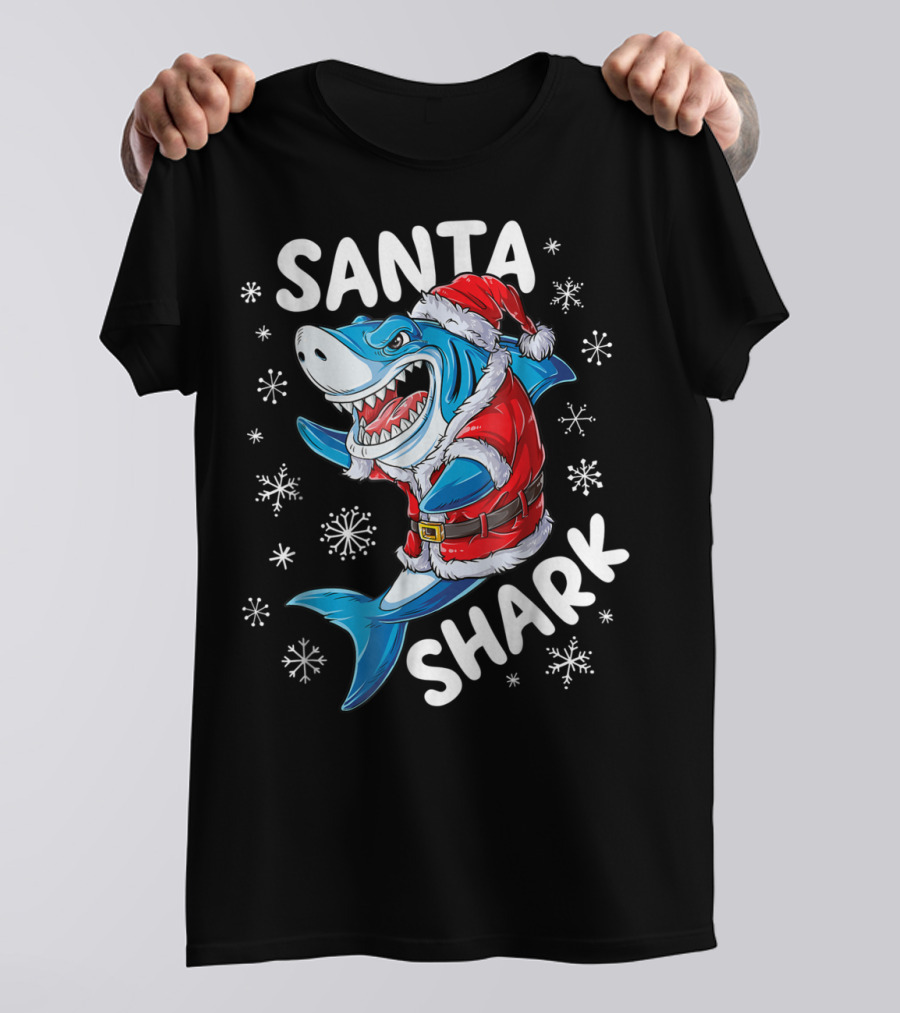 Santa Shark Christmas Boys Men T-Shirt
