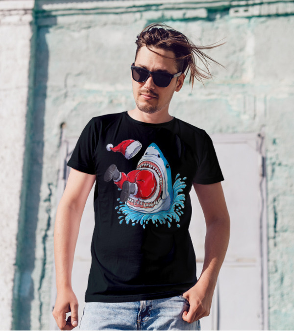 Merry Sharkmas Santa Claus Shark Christmas Holiday Fun T-Shirt