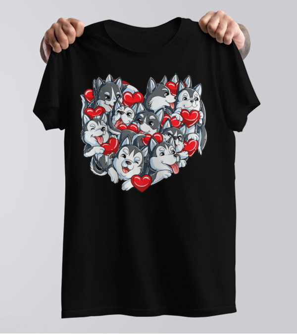 Siberian Husky Valentines Day Heart T-Shirt