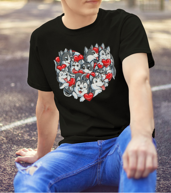 Siberian Husky Valentines Day Heart T-Shirt