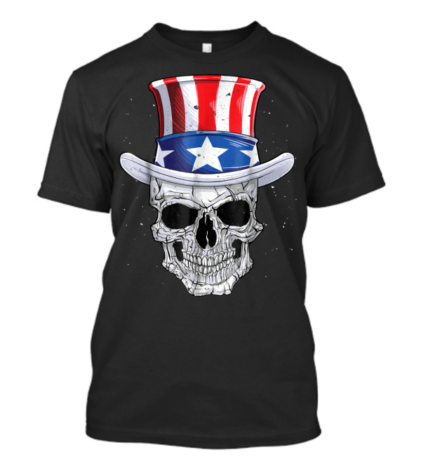 Skull Uncle Sam Hat 4th Of July American Flag T-Shirt