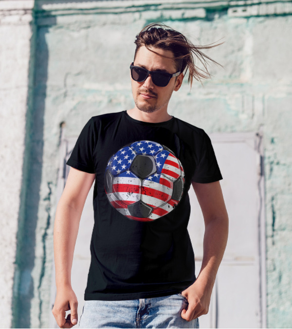 American Flag Soccer Ball 4th Of July T-Shirt