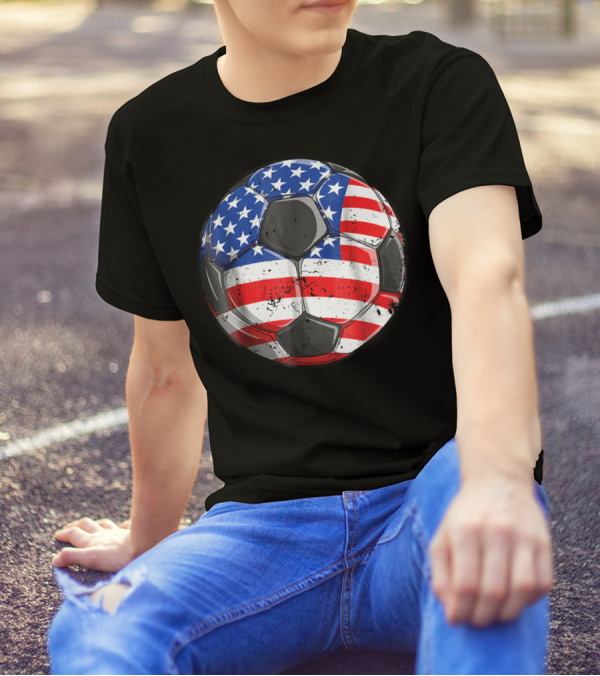 American Flag Soccer Ball 4th Of July T-Shirt