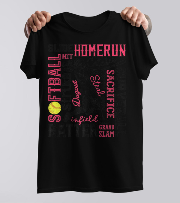 Softball Batter Homerun Catcher Strike Curveball Grand Slam Infield T-Shirt