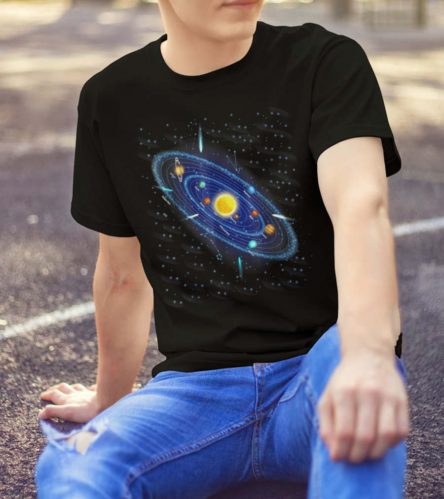 Solar System Awesome For Space Geeks Astronomy Planets Stars Orbits T-Shirt