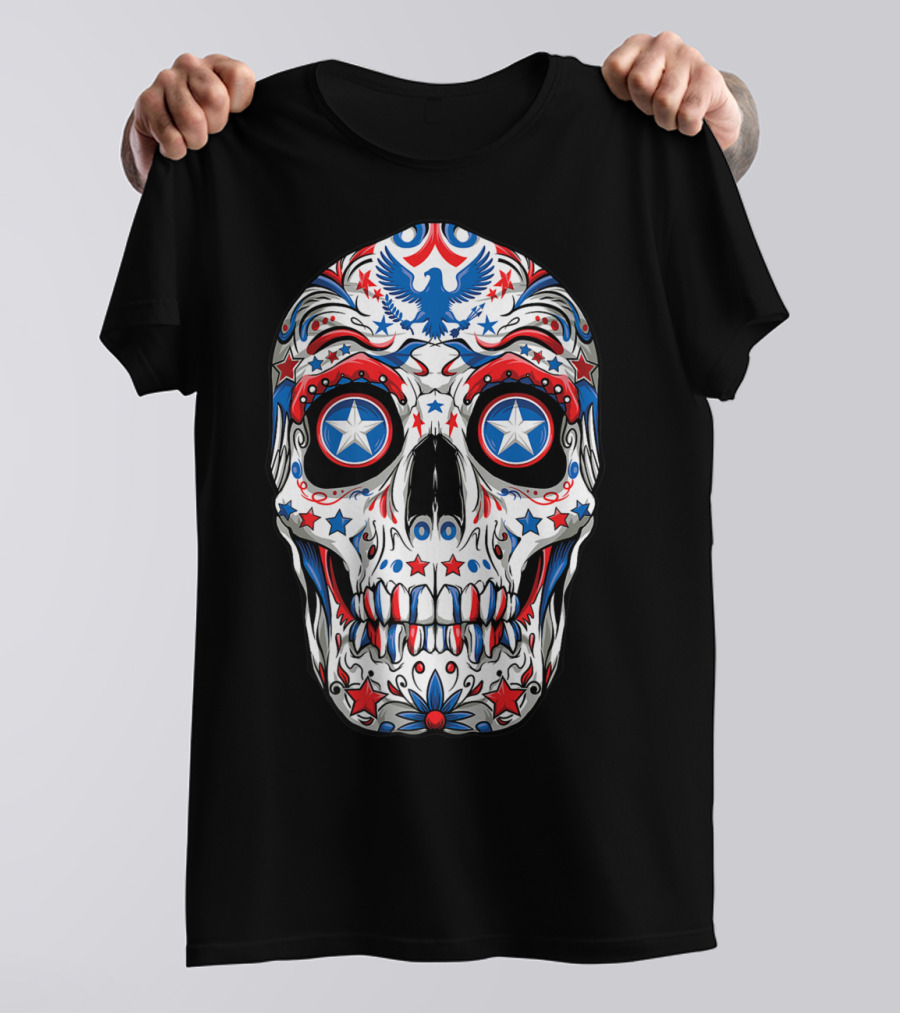 Sugar Skull Patriotic 4th Of July Women’s Star Eagle T-Shirt