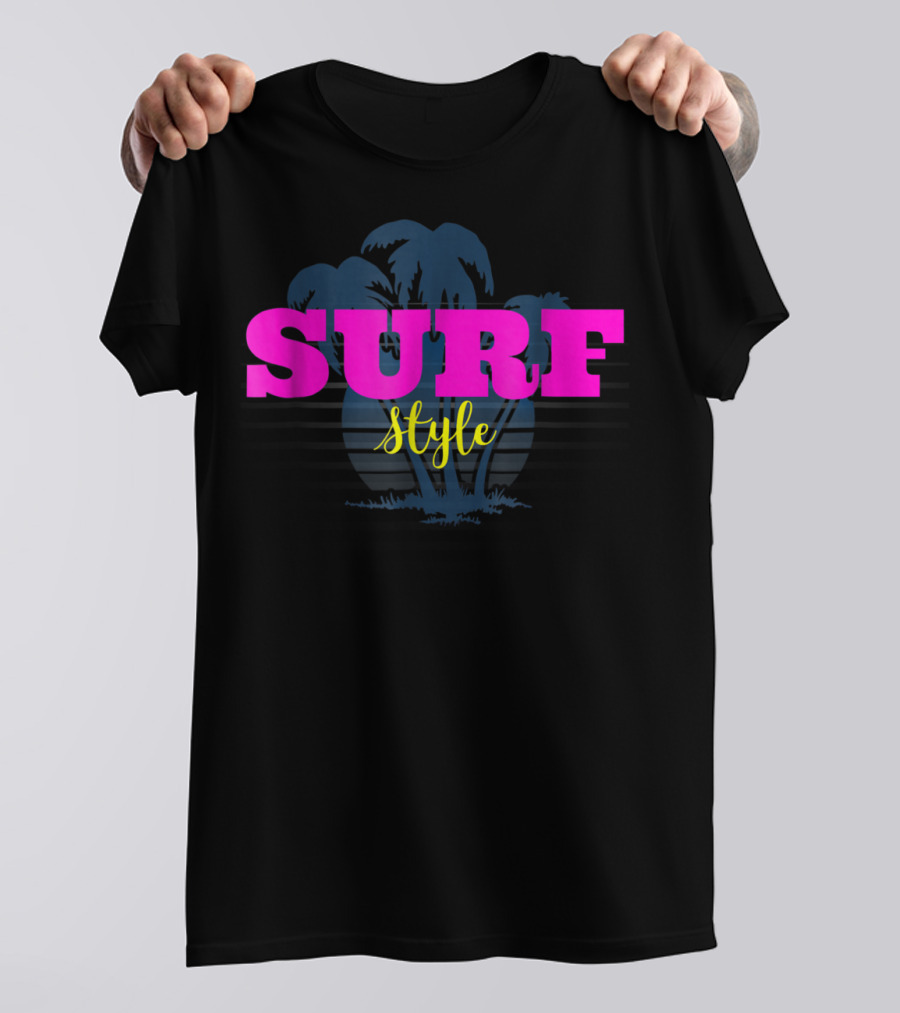 Surf Style Palm Tree Surfing Retro Vibe T-Shirt