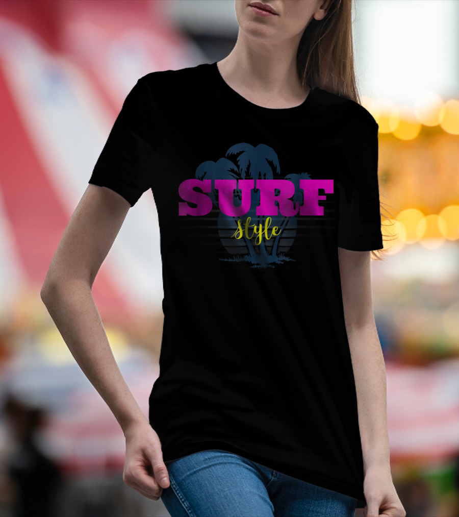 Surf Style Palm Tree Surfing Retro Vibe T-Shirt
