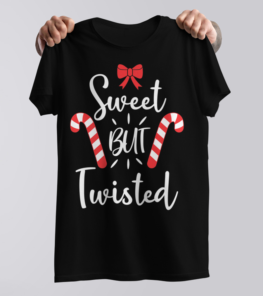 Sweet But Twisted Christmas Candy Cane Bow T-Shirt
