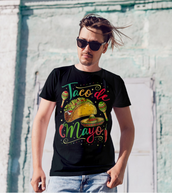 Taco De Mayo Cinco De Mayo Festive Maracas Sombrero Peppers T-Shirt