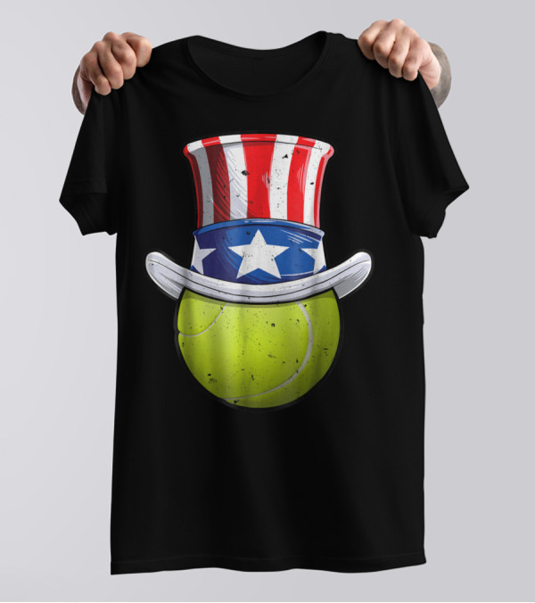 Tennis Ball In Uncle Sam Hat 4th Of July Patriotic T-Shirt