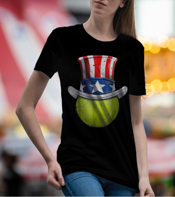 Tennis Ball In Uncle Sam Hat 4th Of July Patriotic T-Shirt