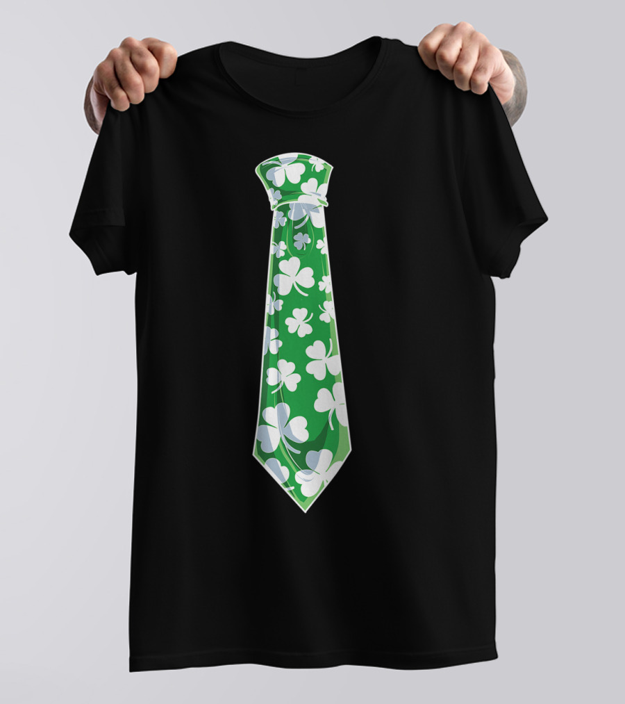 St Patricks Day Green Shamrock Tie Boys Men T-Shirt