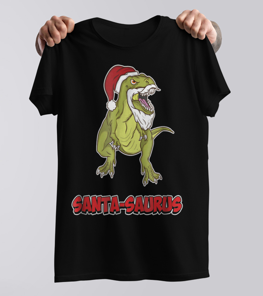 Santa Saurus Christmas Trex T-Rex Santa Hat T-Shirt