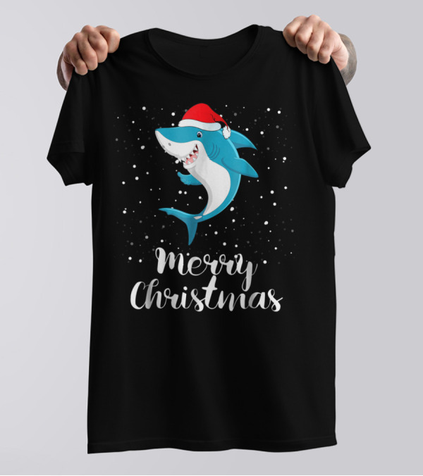 Merry Christmas Shark Funny Christmas Matching Family Group T-Shirt