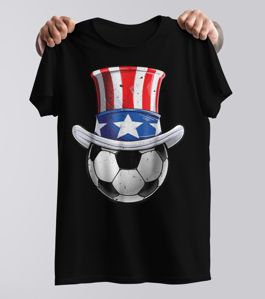 Uncle Sam Hat Soccer Ball 4th Of July T-Shirt