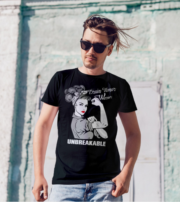 Brain Tumor Warrior Unbreakable Rosie The Riveter T-Shirt