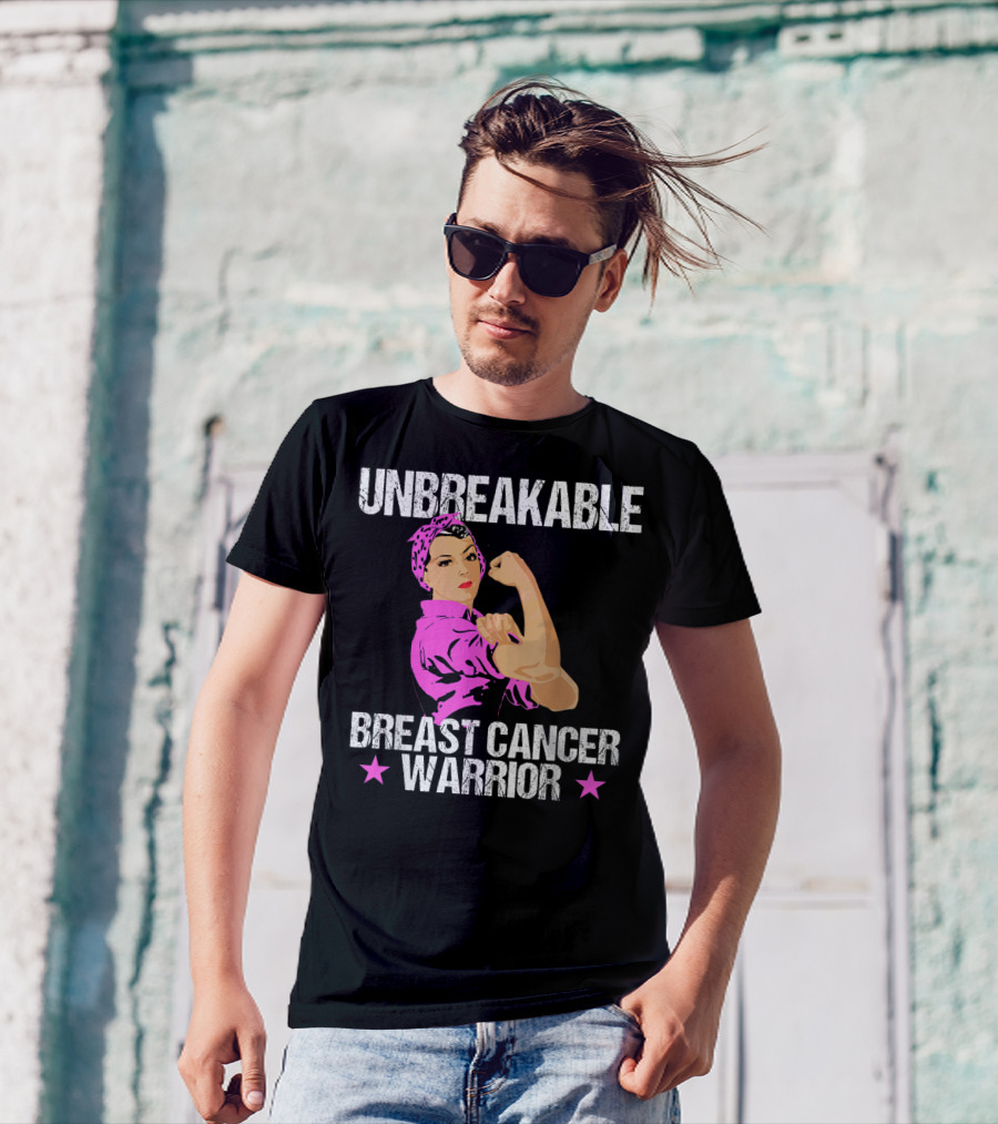 Unbreakable Breast Cancer Warrior Pink Awareness T-Shirt