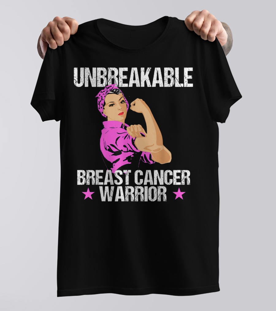 Unbreakable Breast Cancer Warrior Pink Awareness T-Shirt
