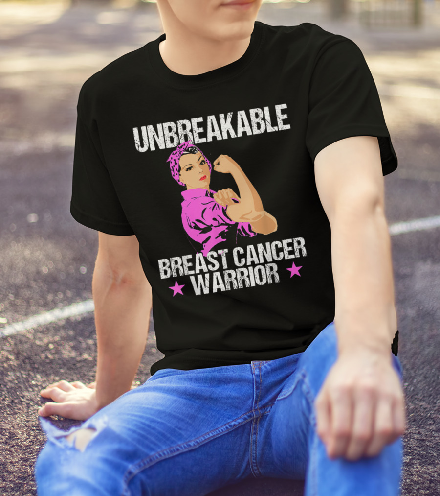 Unbreakable Breast Cancer Warrior Pink Awareness T-Shirt