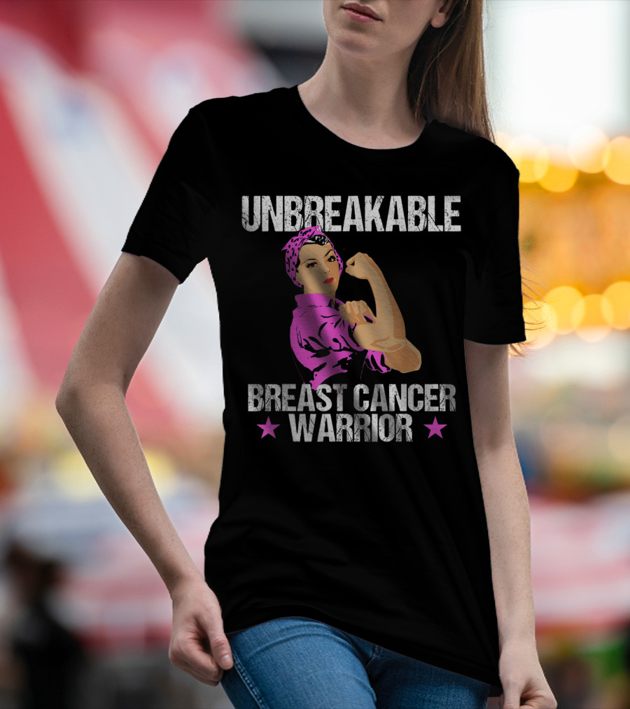 Unbreakable Breast Cancer Warrior Pink Awareness T-Shirt
