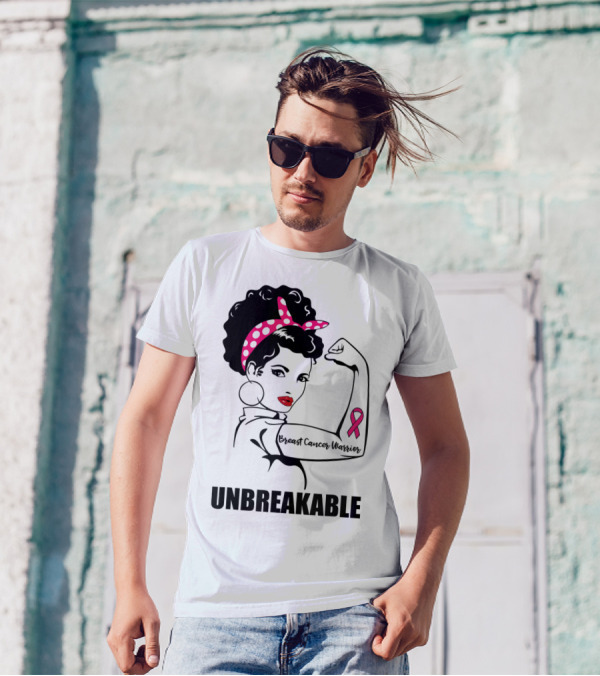 Breast Cancer Warrior Unbreakable Pink Ribbon Strength T-Shirt