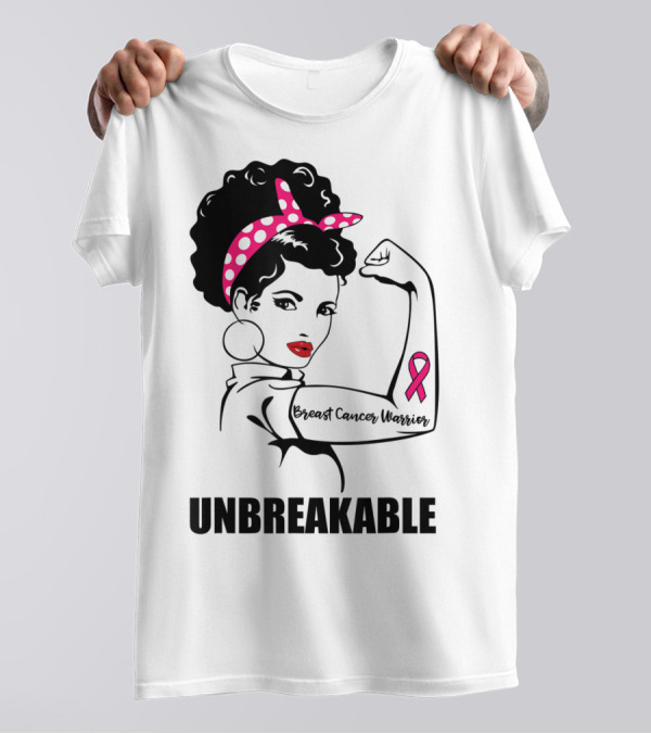 Breast Cancer Warrior Unbreakable Pink Ribbon Strength T-Shirt