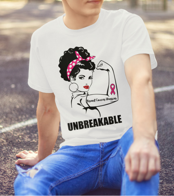 Breast Cancer Warrior Unbreakable Pink Ribbon Strength T-Shirt
