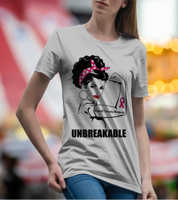 Breast Cancer Warrior Unbreakable Pink Ribbon Strength T-Shirt