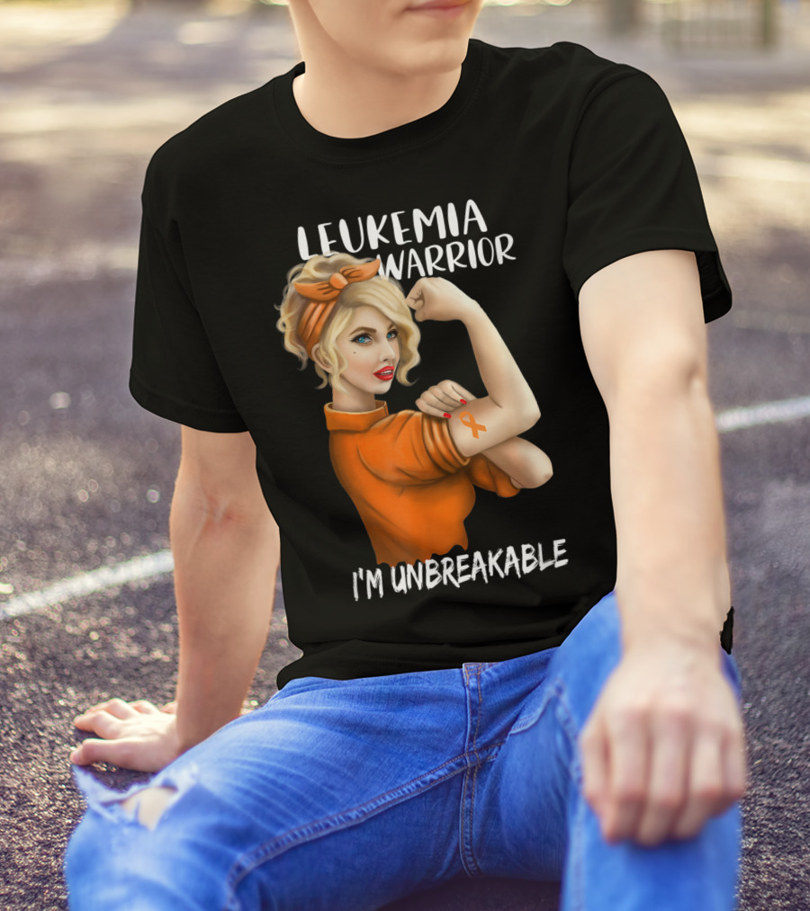 Leukemia Warrior Orange Ribbon I'm Unbreakable T-Shirt