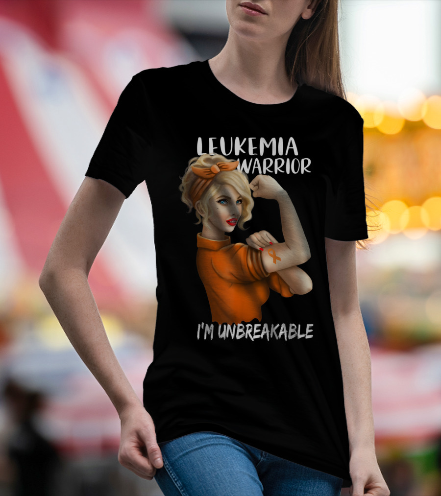 Leukemia Warrior Orange Ribbon I'm Unbreakable T-Shirt