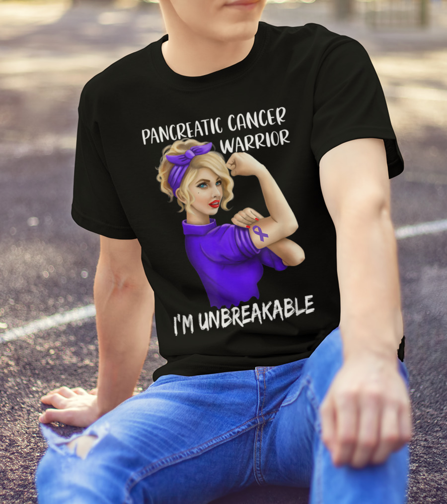 Pancreatic Cancer Warrior I'm Unbreakable T-Shirt