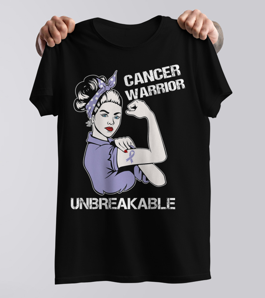 Cancer Warrior Unbreakable Rosie The Riveter Purple T-Shirt