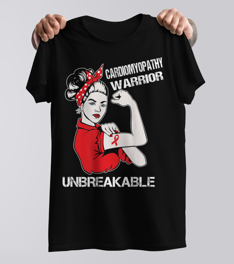 Cardiomyopathy Warrior Unbreakable Rosie Riveter Red T-Shirt