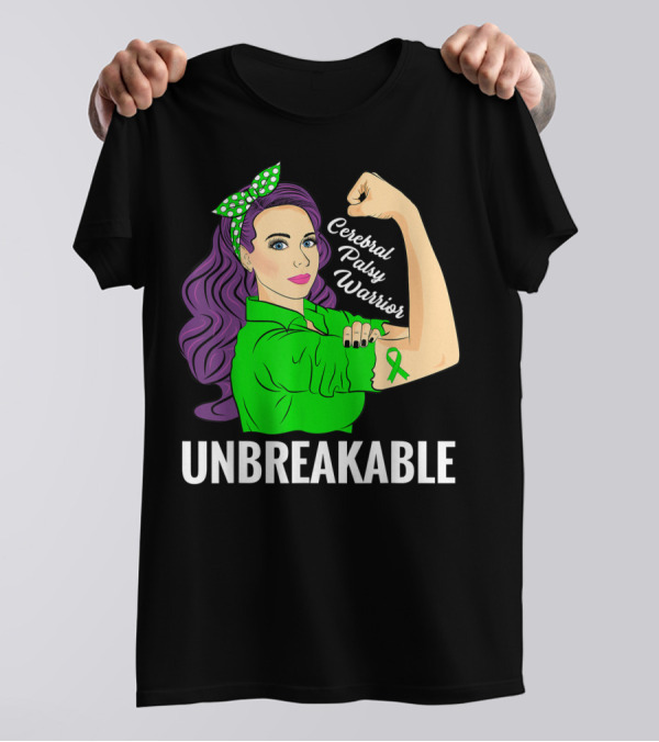 Cerebral Palsy Warrior Unbreakable Ribbon Strength T-Shirt