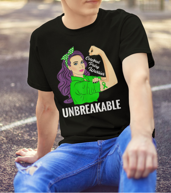 Cerebral Palsy Warrior Unbreakable Ribbon Strength T-Shirt