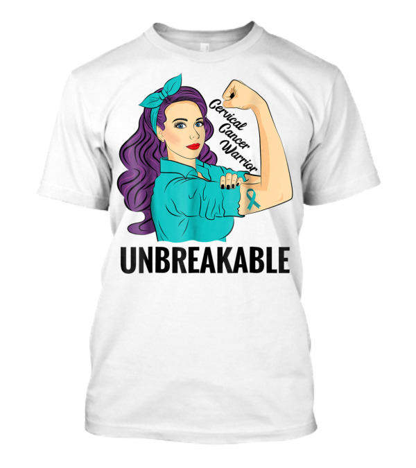 Unbreakable Cervical Cancer Warrior Awareness Ribbon Empowerment T-Shirt