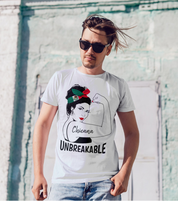 Chicana Unbreakable Mexican Flag Rosie The Riveter T-Shirt
