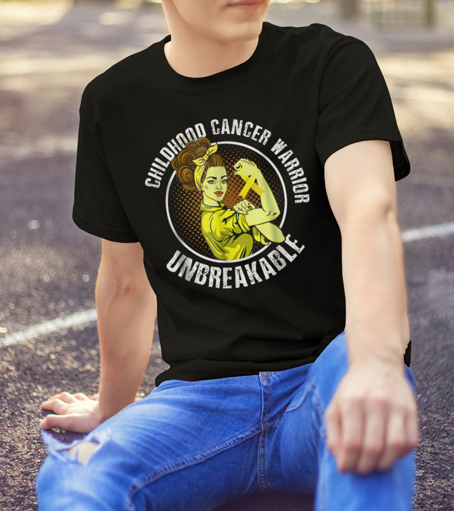 Childhood Cancer Warrior Unbreakable Rosie T-Shirt