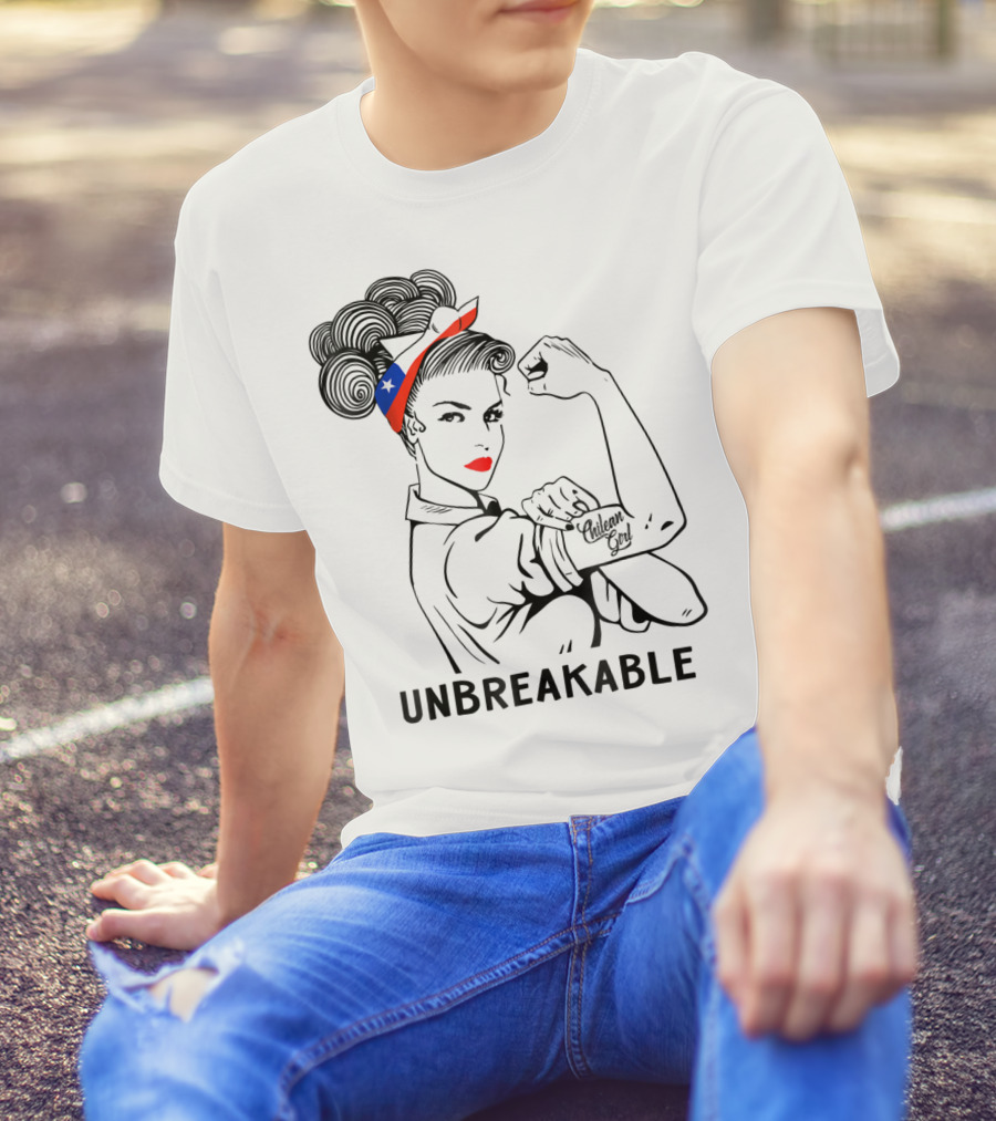 Chilean Girl Unbreakable Rosie Riveter Heritage With Chile Flag Bandana T-Shirt